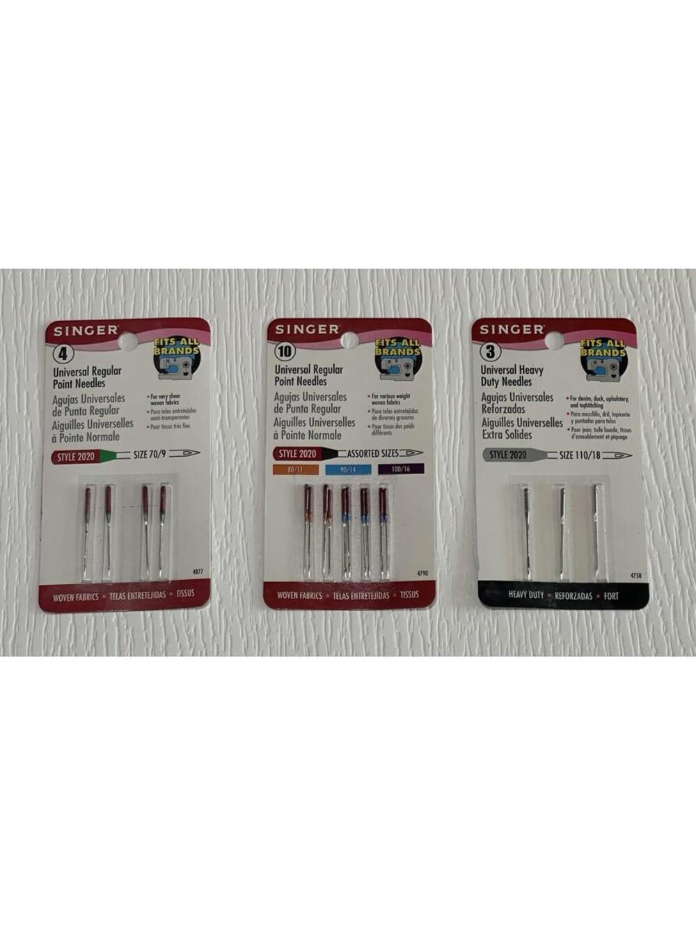 Lot of 3 - Singer Needle Packs - Sizes 4 / 3 / 10